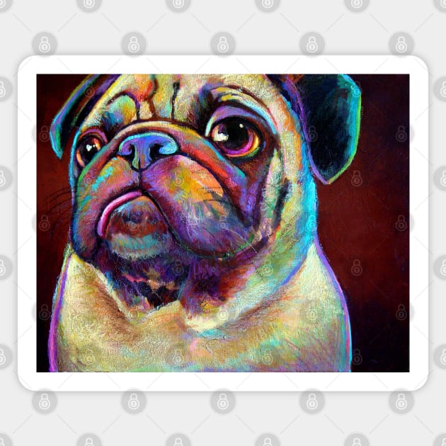 Cute PUG by Robert Phelps Sticker by RobertPhelpsArt